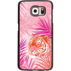 Samsung Galaxy S6 Case Hülle - Tiger Palmen rosa