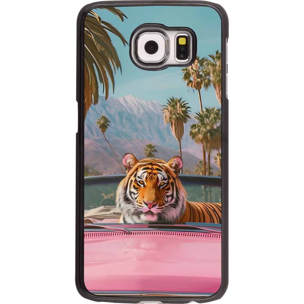 Samsung Galaxy S6 Case Hülle - Tiger Auto rosa