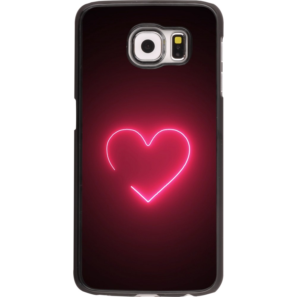 Samsung Galaxy S6 Case Hülle - Valentine 2023 single neon heart