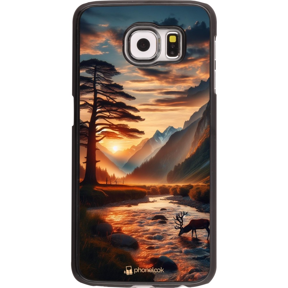 Samsung Galaxy S6 Case Hülle - Tal Sonnenuntergang Hirsch Baum