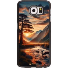 Samsung Galaxy S6 Case Hülle - Tal Sonnenuntergang Hirsch Baum