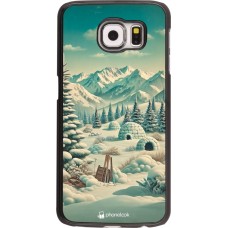 Samsung Galaxy S6 Case Hülle - Vintage Schneebedeckter Berg Iglu