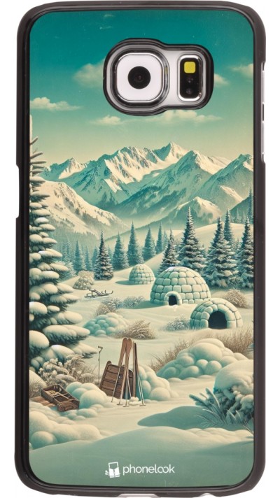 Samsung Galaxy S6 Case Hülle - Vintage Schneebedeckter Berg Iglu