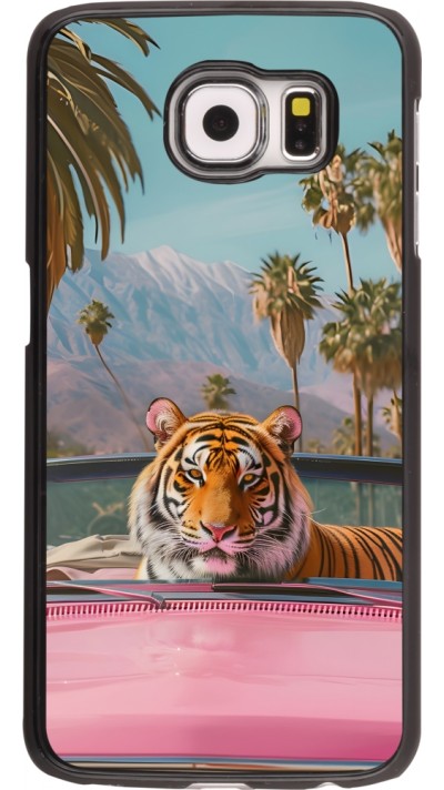 Coque Samsung Galaxy S6 edge - Tigre voiture rose