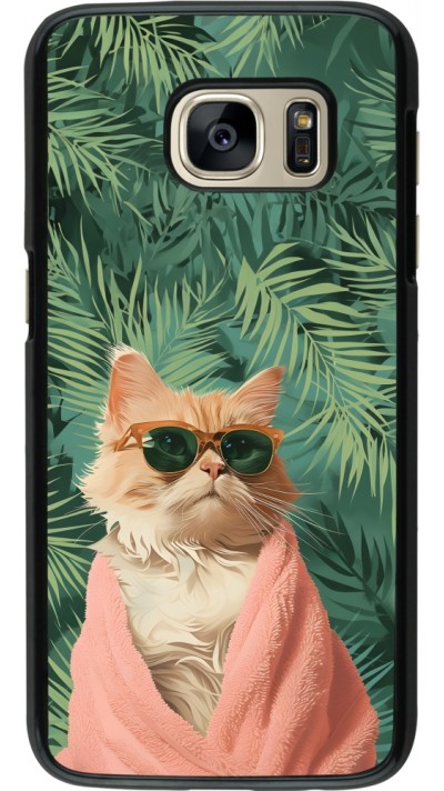 Samsung Galaxy S7 Case Hülle - Cat Summer Palms