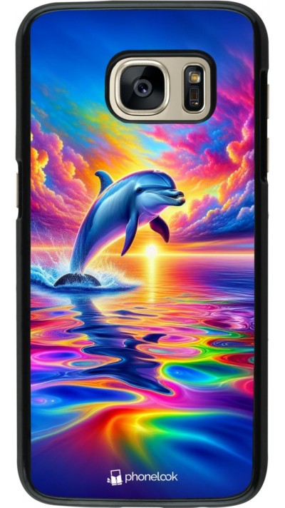 Samsung Galaxy S7 Case Hülle - Glücklicher Regenbogen-Delfin