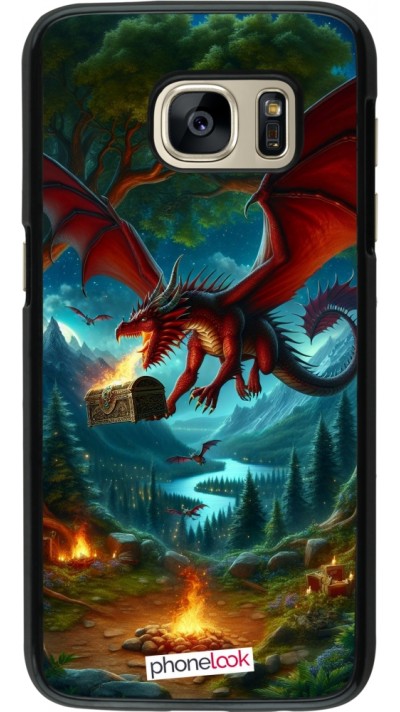 Samsung Galaxy S7 Case Hülle - Drache Fliegend Wald Schatz