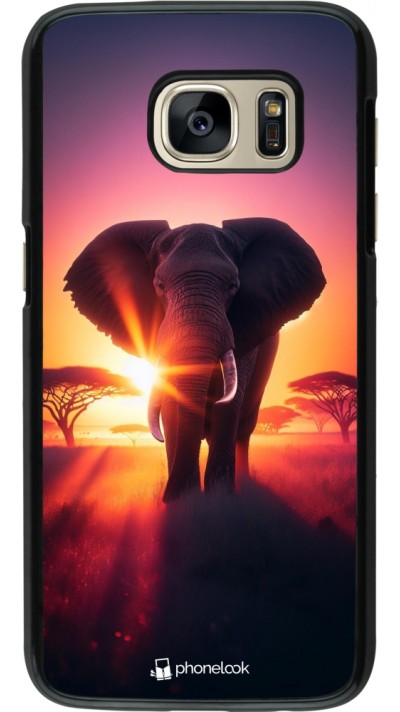 Samsung Galaxy S7 Case Hülle - Elefant Sonnenaufgang Schönheit