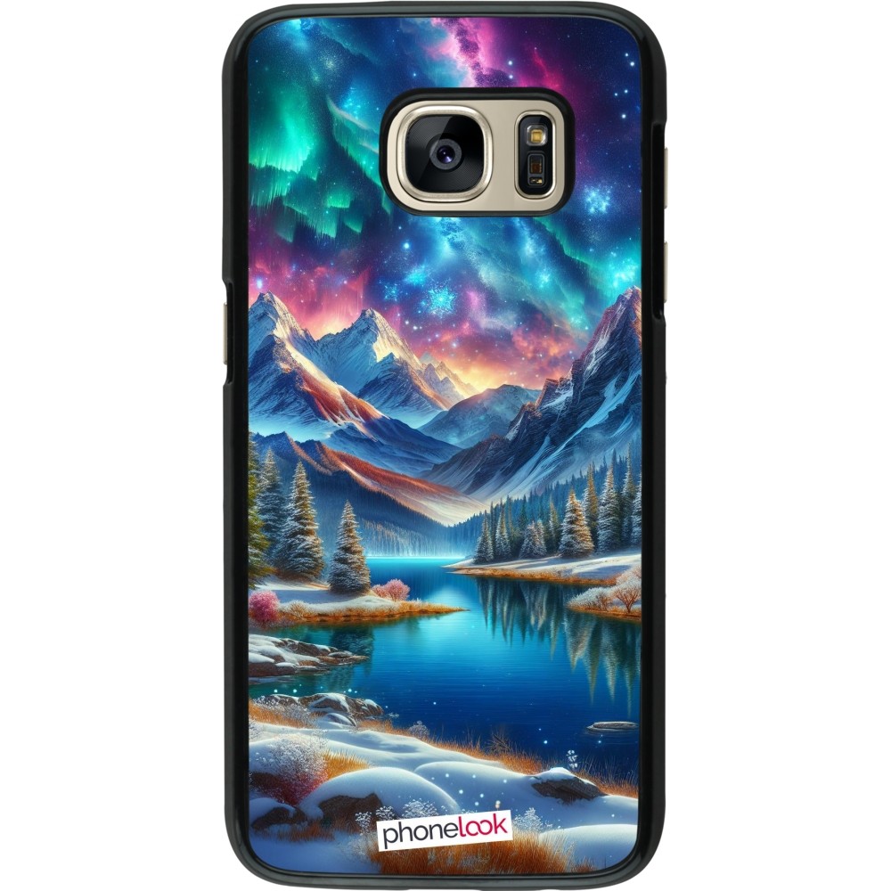 Samsung Galaxy S7 Case Hülle - Fantasiebergsee Himmel Sterne