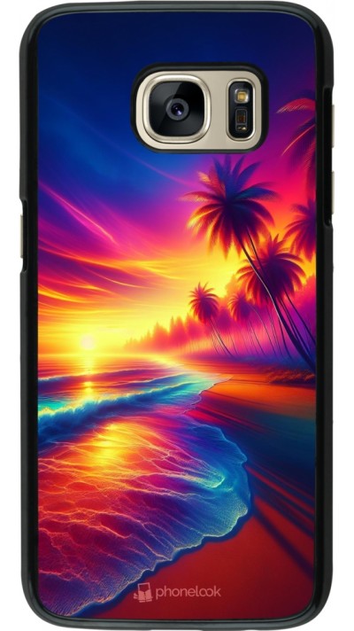 Samsung Galaxy S7 Case Hülle - Strand Sonnenuntergang auffällig