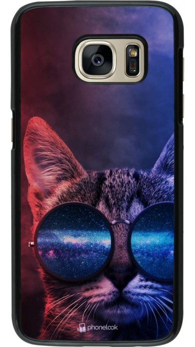 Hülle Samsung Galaxy S7 - Red Blue Cat Glasses