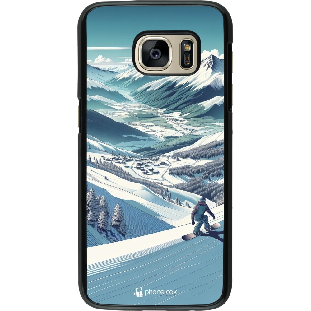 Samsung Galaxy S7 Case Hülle - Snowboarder Berg