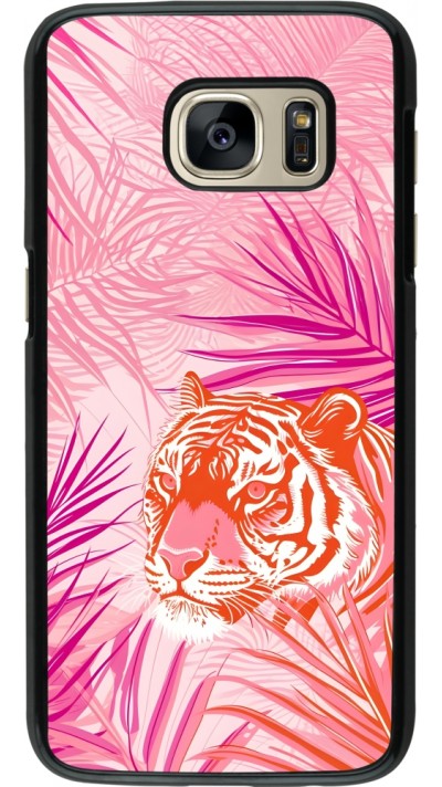 Samsung Galaxy S7 Case Hülle - Tiger Palmen rosa