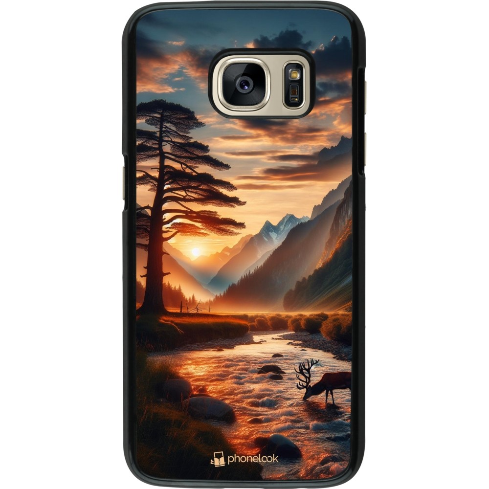 Samsung Galaxy S7 Case Hülle - Tal Sonnenuntergang Hirsch Baum