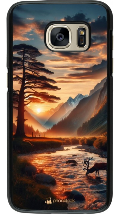 Samsung Galaxy S7 Case Hülle - Tal Sonnenuntergang Hirsch Baum