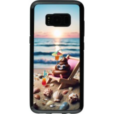 Samsung Galaxy S8 Case Hülle - Hybrid Armor schwarz Kackhaufen Emoji auf Liegestuhl