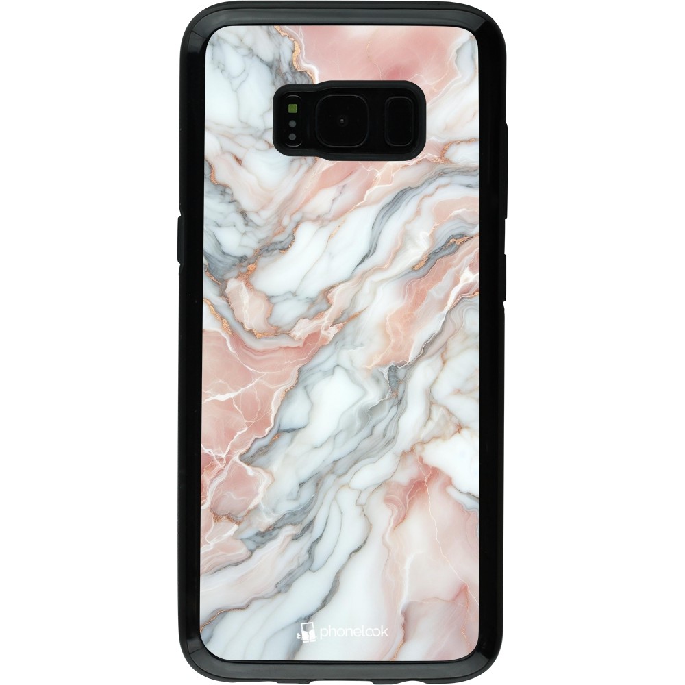 Samsung Galaxy S8 Case Hülle - Hybrid Armor schwarz Rosa Leuchtender Marmor