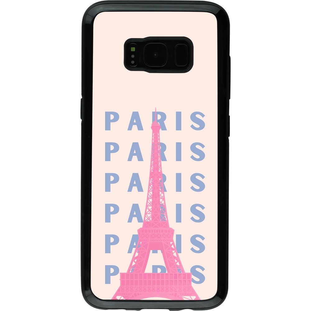 Samsung Galaxy S8 Case Hülle - Hybrid Armor schwarz Paris Pink Print