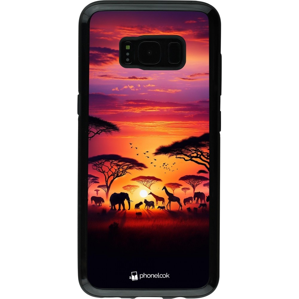 Samsung Galaxy S8 Case Hülle - Hybrid Armor schwarz Safari Sonnenuntergang Wildtiere