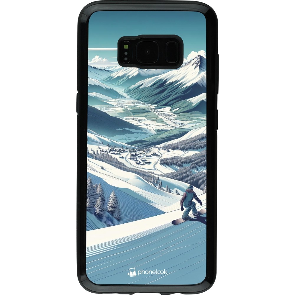 Samsung Galaxy S8 Case Hülle - Hybrid Armor schwarz Snowboarder Berg