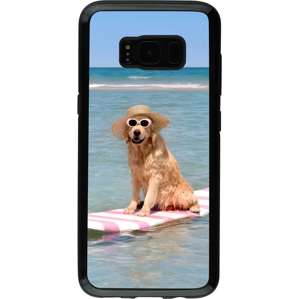 Samsung Galaxy S8 Case Hülle - Hybrid Armor schwarz Summer Dog on Paddle