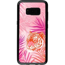 Samsung Galaxy S8 Case Hülle - Hybrid Armor schwarz Tiger Palmen rosa