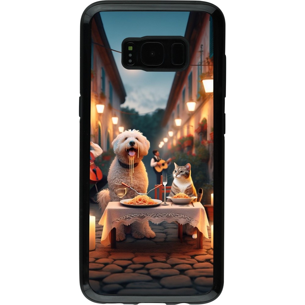 Samsung Galaxy S8 Case Hülle - Hybrid Armor schwarz Valentin 2024 Hund & Katze Kerzenlicht