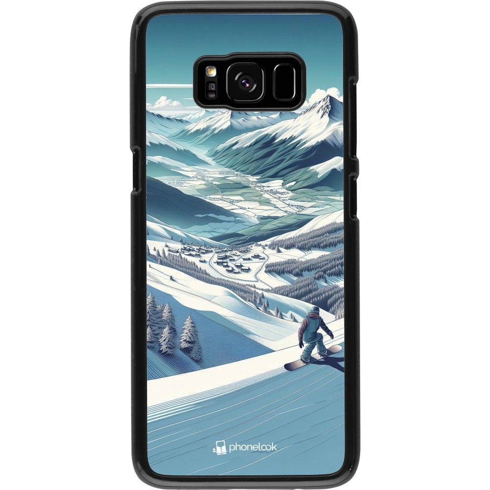 Samsung Galaxy S8 Case Hülle - Snowboarder Berg