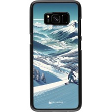 Samsung Galaxy S8 Case Hülle - Snowboarder Berg