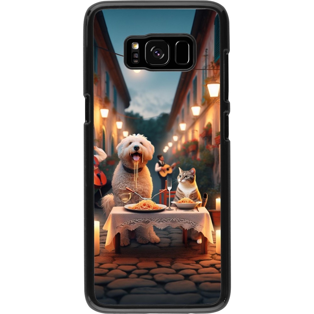 Samsung Galaxy S8 Case Hülle - Valentin 2024 Hund & Katze Kerzenlicht