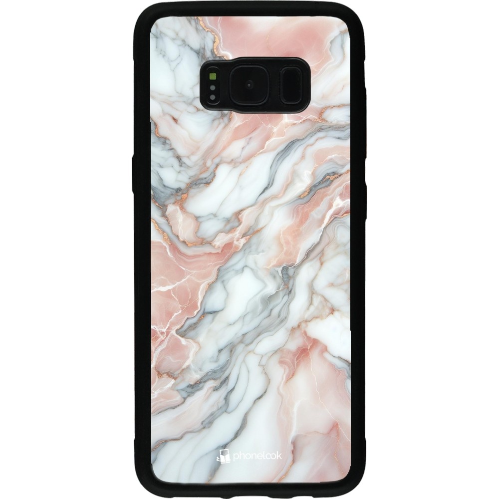 Samsung Galaxy S8 Case Hülle - Silikon schwarz Rosa Leuchtender Marmor