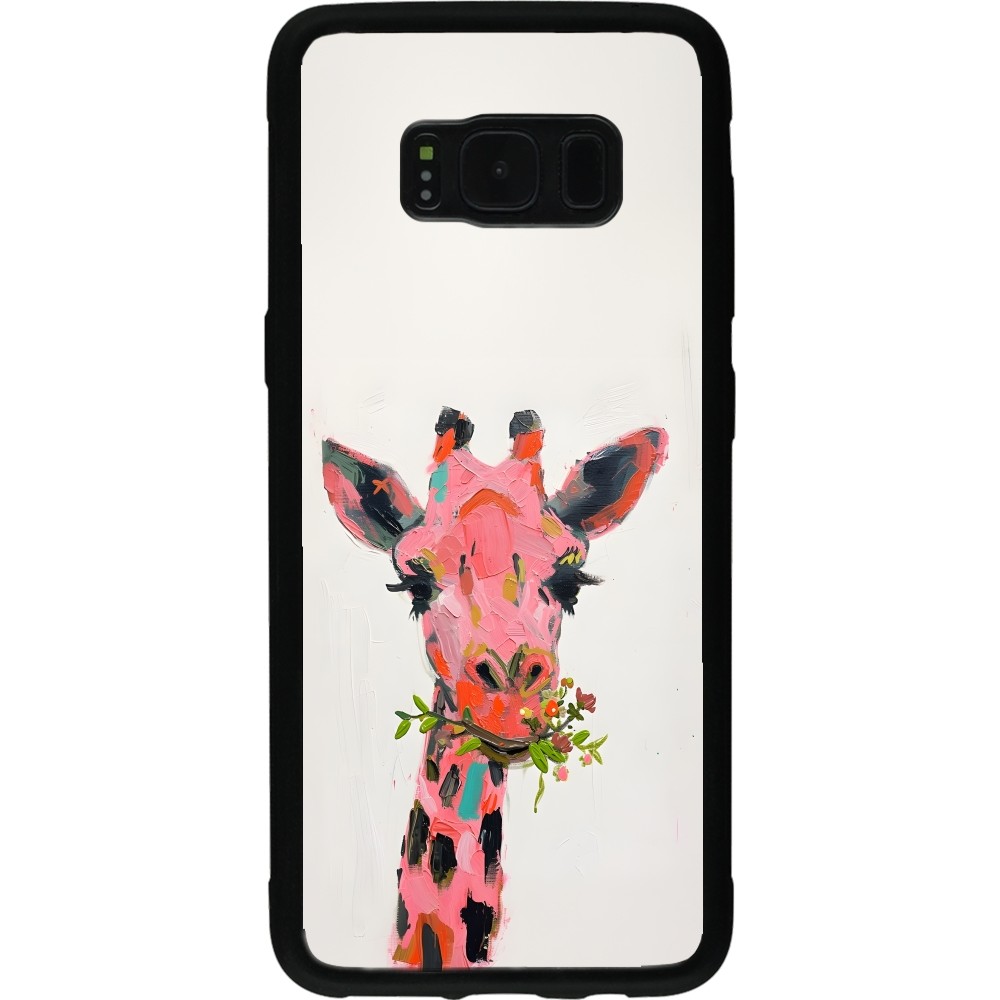 Samsung Galaxy S8 Case Hülle - Silikon schwarz Pink Girafe Paint