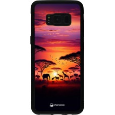 Samsung Galaxy S8 Case Hülle - Silikon schwarz Safari Sonnenuntergang Wildtiere