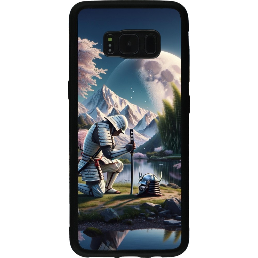 Samsung Galaxy S8 Case Hülle - Silikon schwarz Samurai Katana Mond