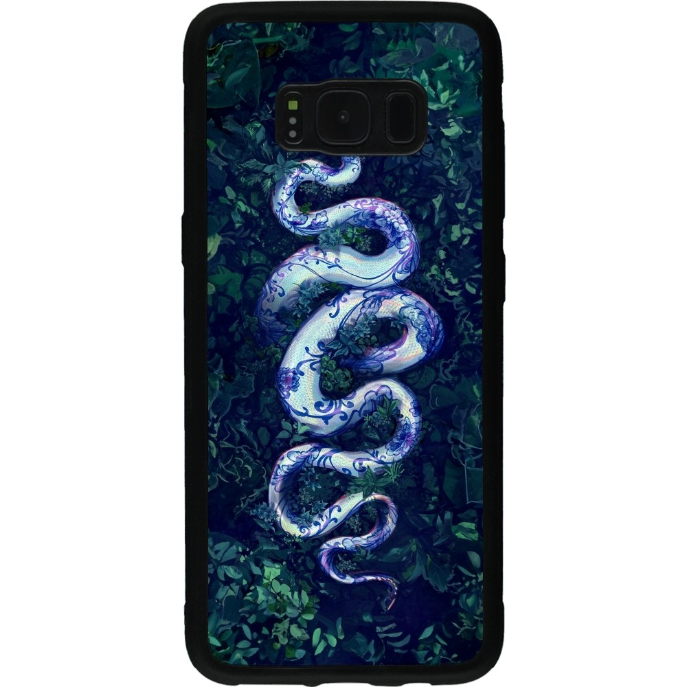 Samsung Galaxy S8 Case Hülle - Silikon schwarz Snake Blue Anaconda