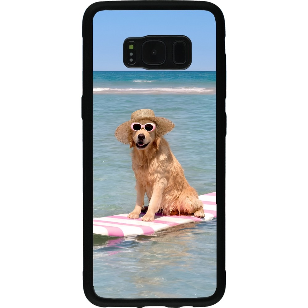 Samsung Galaxy S8 Case Hülle - Silikon schwarz Summer Dog on Paddle