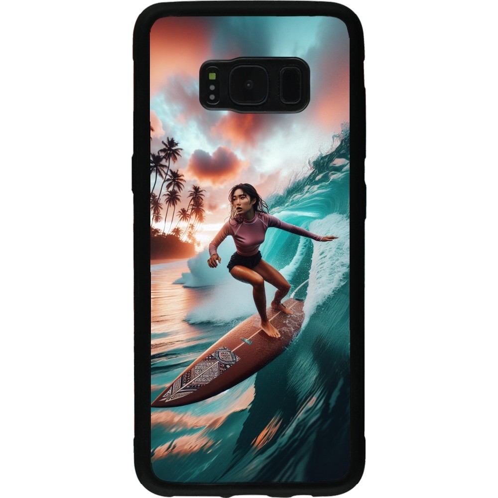 Samsung Galaxy S8 Case Hülle - Silikon schwarz Surferin aus Bali