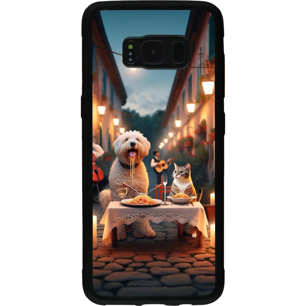 Samsung Galaxy S8 Case Hülle - Silikon schwarz Valentin 2024 Hund & Katze Kerzenlicht