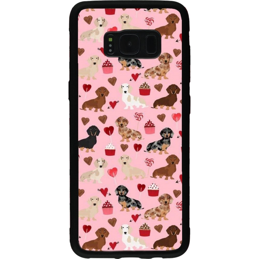 Samsung Galaxy S8 Case Hülle - Silikon schwarz Valentine 2024 puppy love