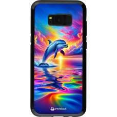 Samsung Galaxy S8+ Case Hülle - Hybrid Armor schwarz Glücklicher Regenbogen-Delfin