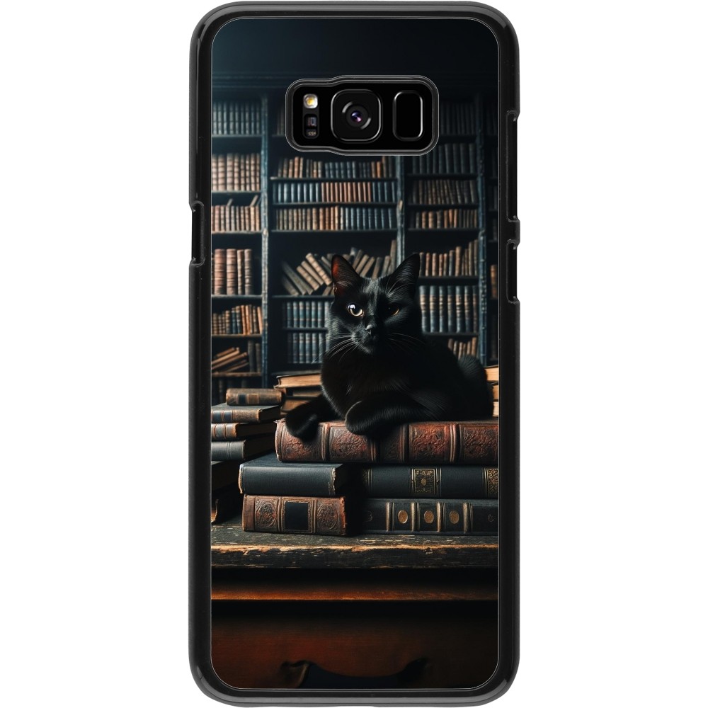 Samsung Galaxy S8+ Case Hülle - Katze Bücher dunkel