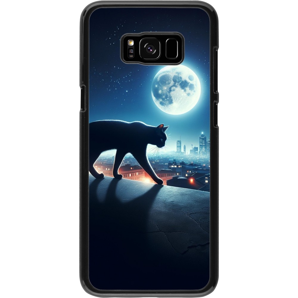 Samsung Galaxy S8+ Case Hülle - Schwarze Katze unter dem Vollmond