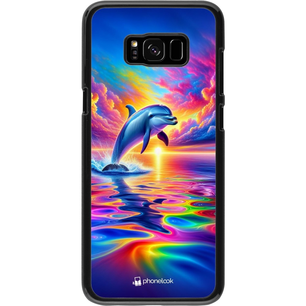 Samsung Galaxy S8+ Case Hülle - Glücklicher Regenbogen-Delfin