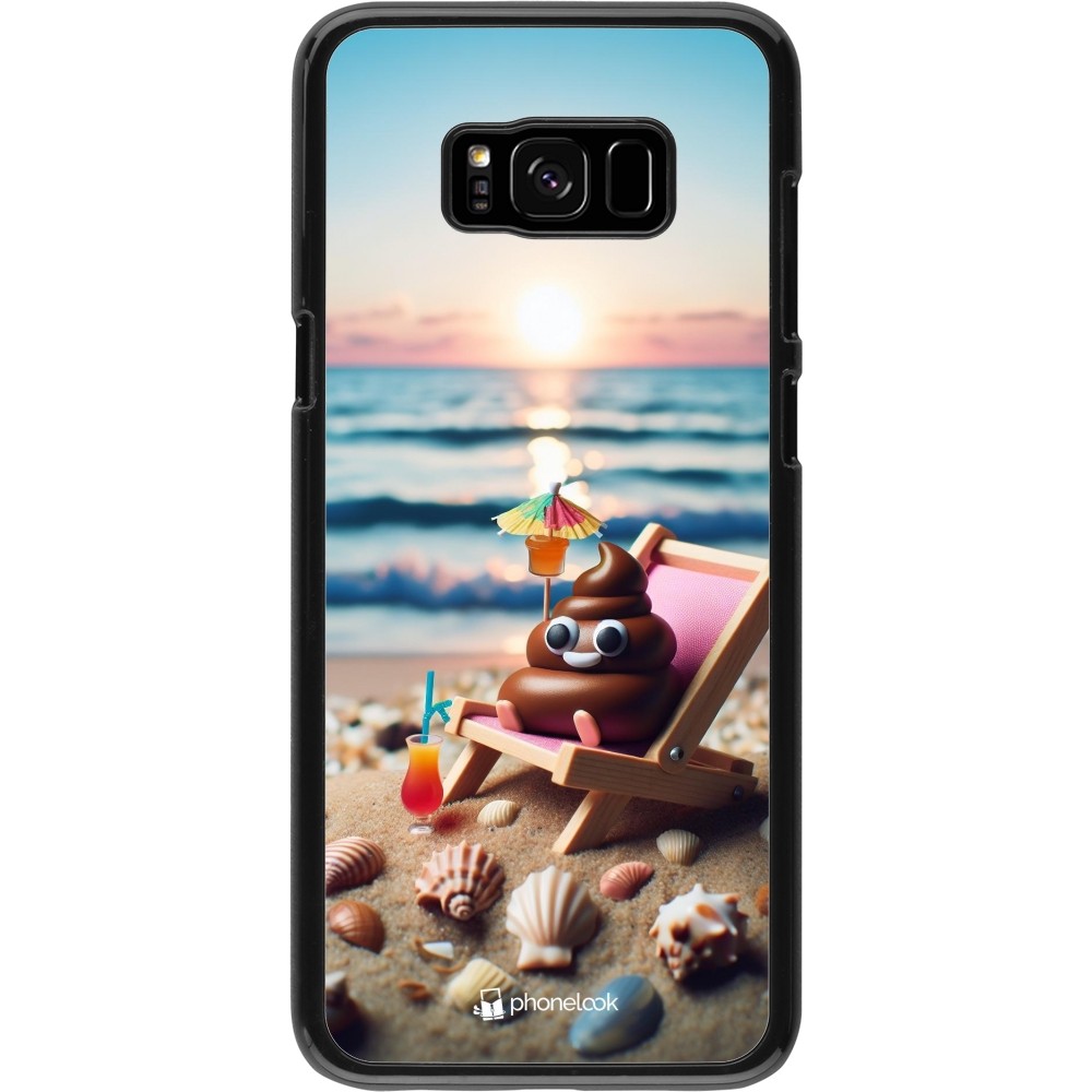 Samsung Galaxy S8+ Case Hülle - Kackhaufen Emoji auf Liegestuhl