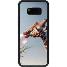 Samsung Galaxy S8+ Case Hülle - Silikon schwarz Giraffe mit Blase