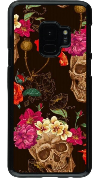 Hülle Samsung Galaxy S9 - Skulls and flowers