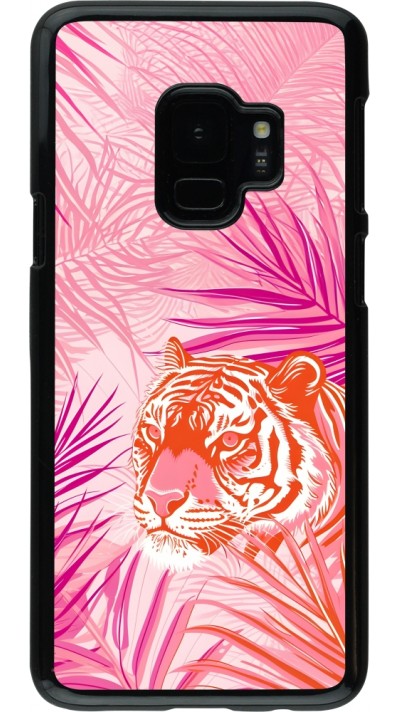 Samsung Galaxy S9 Case Hülle - Tiger Palmen rosa