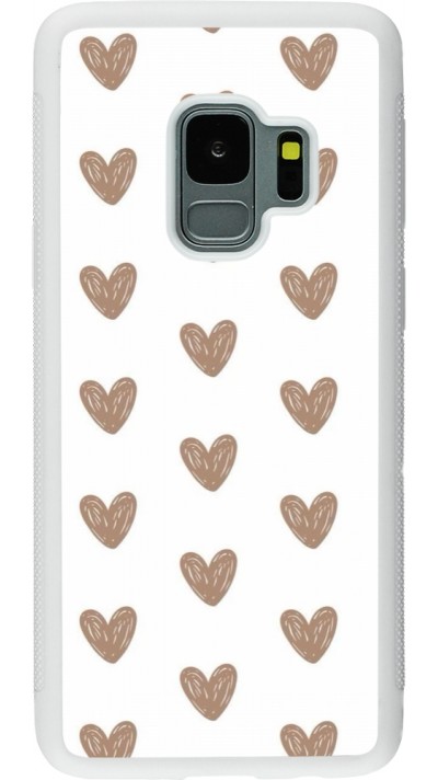 Samsung Galaxy S9 Case Hülle - Silikon weiss Autumn 2024 brown hearts