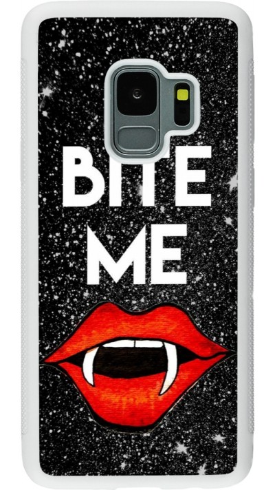 Samsung Galaxy S9 Case Hülle - Silikon weiss Halloween 2024 bite me