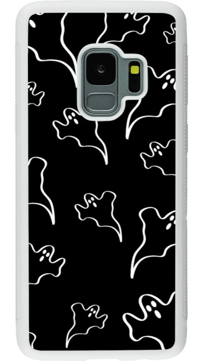 Samsung Galaxy S9 Case Hülle - Silikon weiss Halloween 2024 black and white ghosts